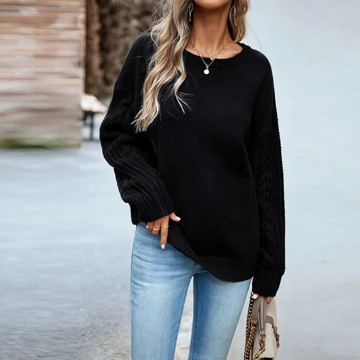 Maglione lavorato a maglia solido Top donna 2023 Abbigliamento Autunno Inverno Pullover a maniche lunghe T-shirt T-shirt maglion