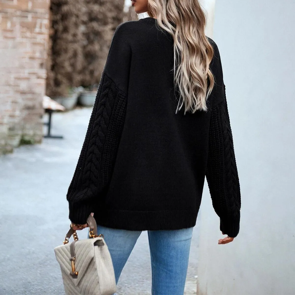 Maglione lavorato a maglia solido Top donna 2023 Abbigliamento Autunno Inverno Pullover a maniche lunghe T-shirt T-shirt maglion