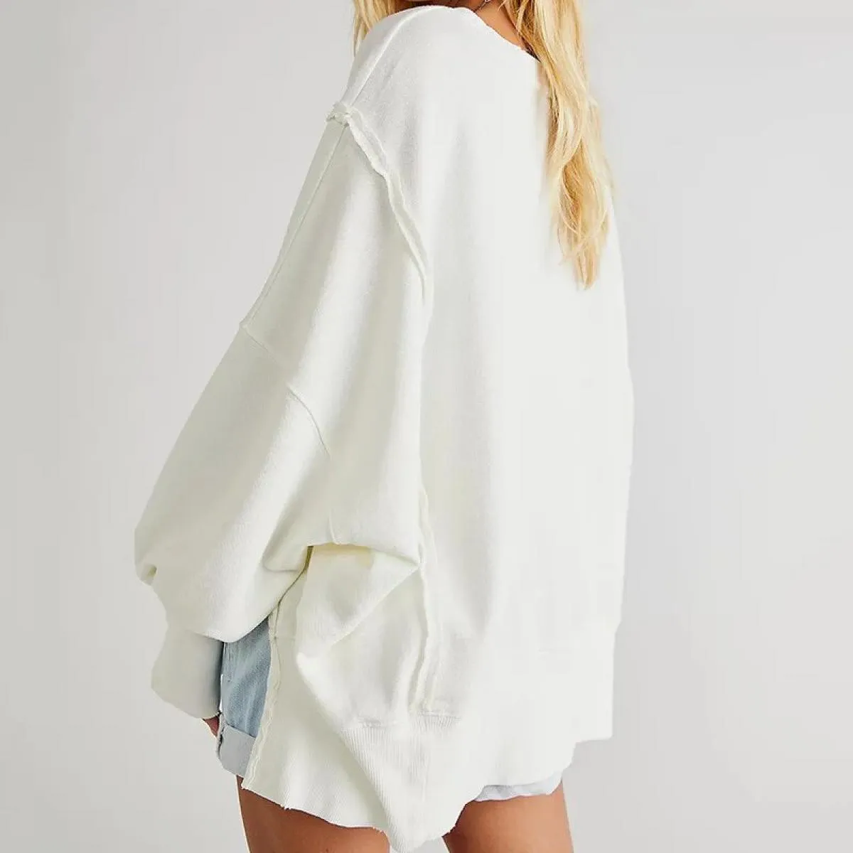 Maglione oversize da donna con collo rotondo e spalla cadente, maglioni pullover larghi casual da donna, moda vintage basic, mag