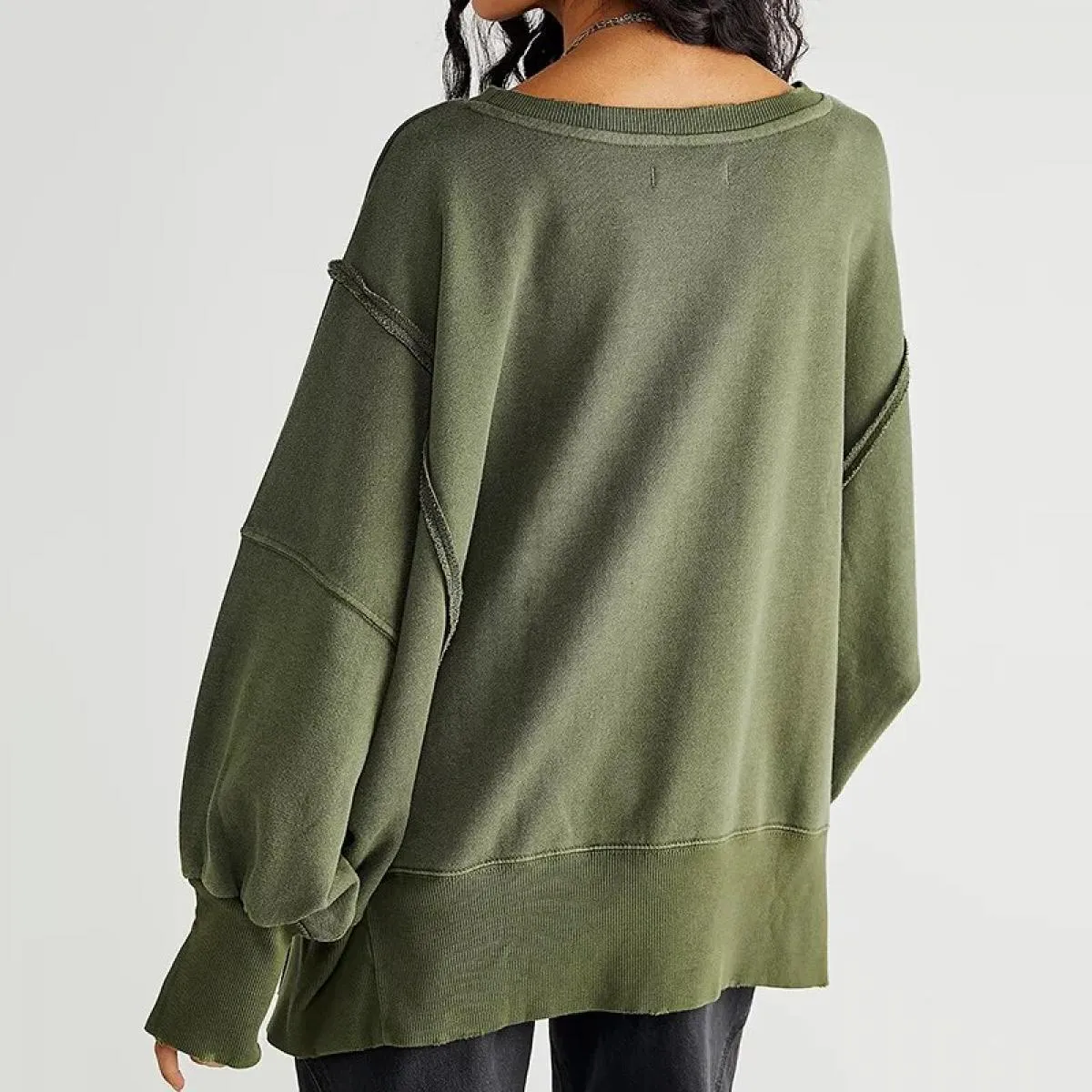 Maglione oversize da donna con collo rotondo e spalla cadente, maglioni pullover larghi casual da donna, moda vintage basic, mag
