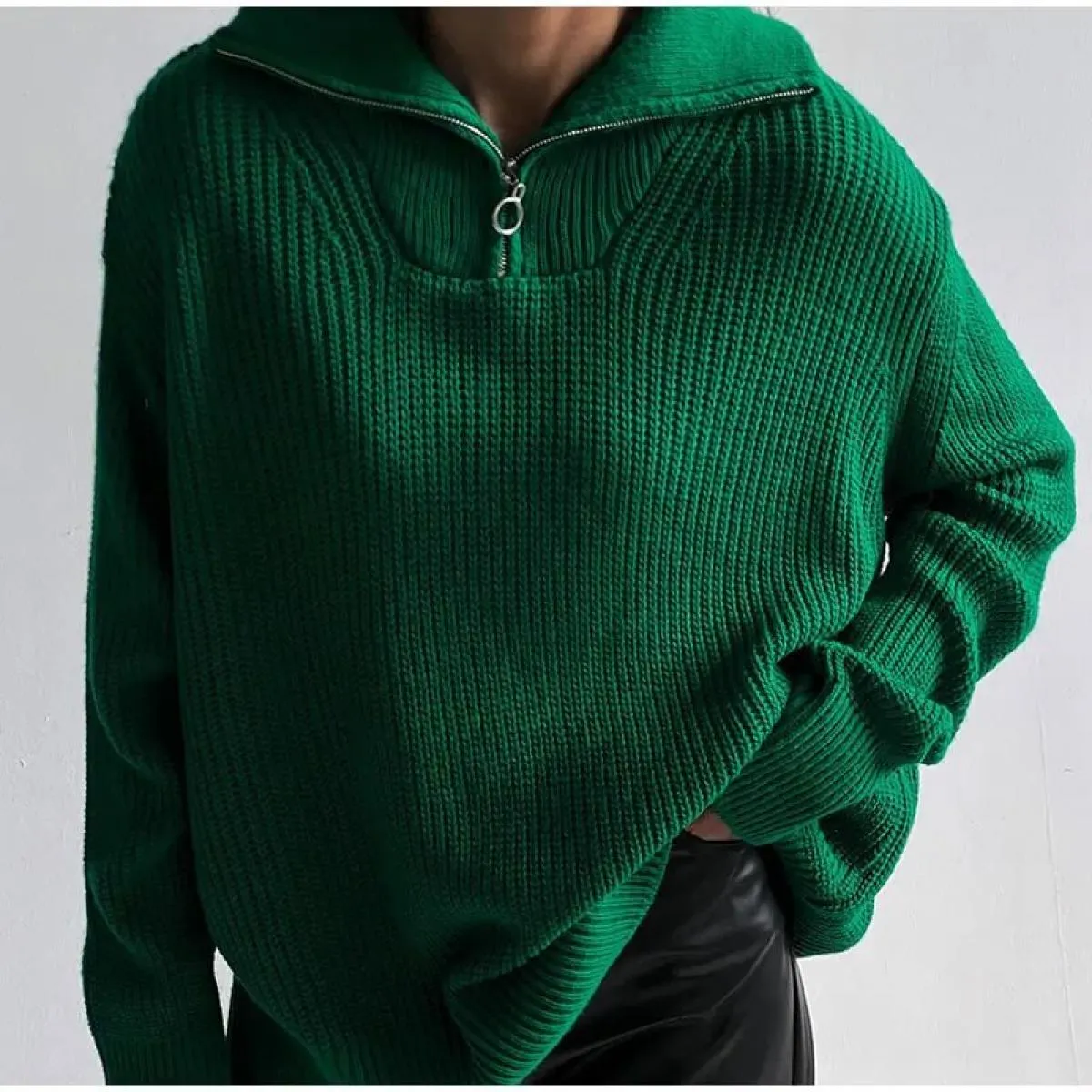 Maglioni da donna Tinta unita Verde Blu Pullover Manica lunga Maglione lavorato a maglia casual Donna Inverno Dolcevita da donna