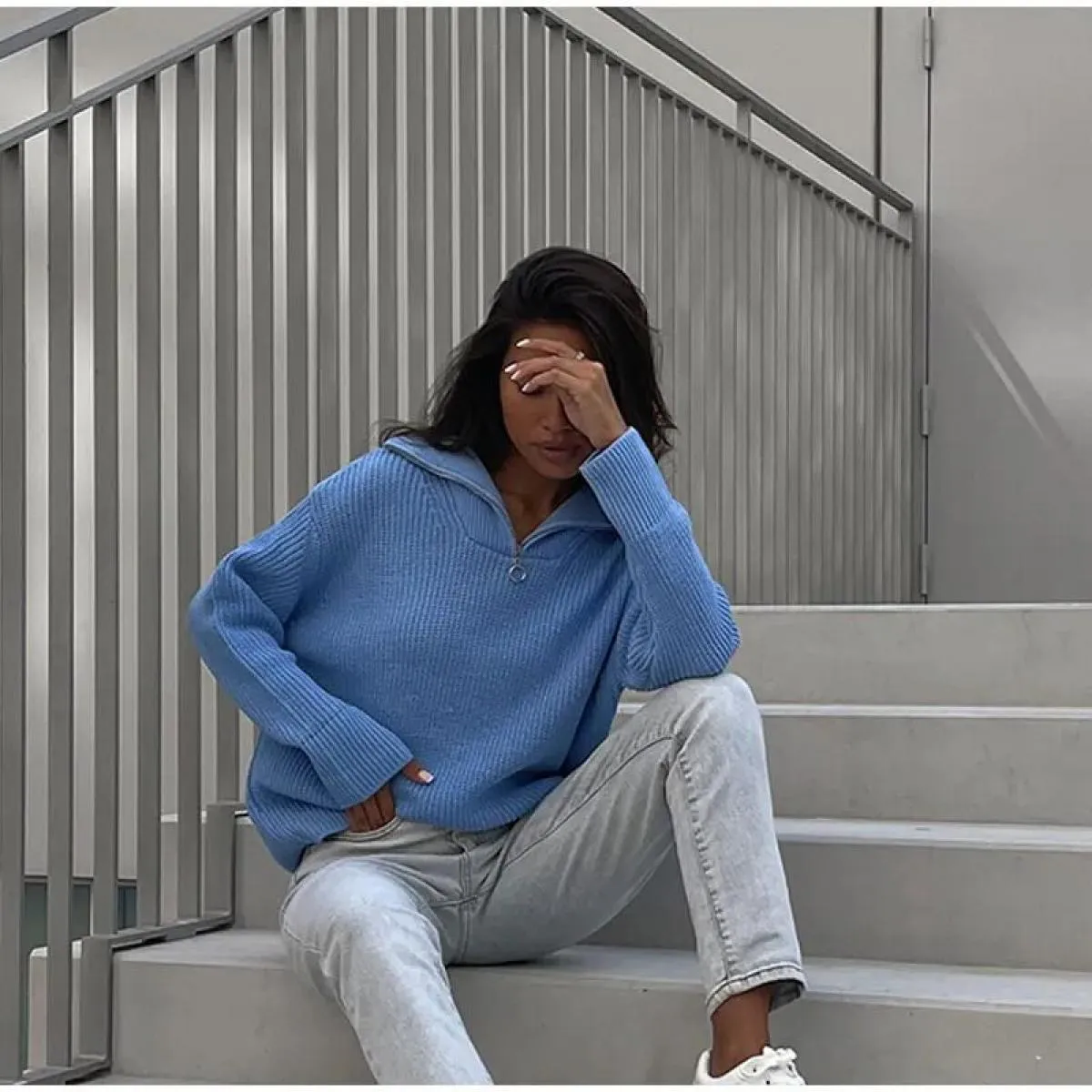 Maglioni da donna Tinta unita Verde Blu Pullover Manica lunga Maglione lavorato a maglia casual Donna Inverno Dolcevita da donna