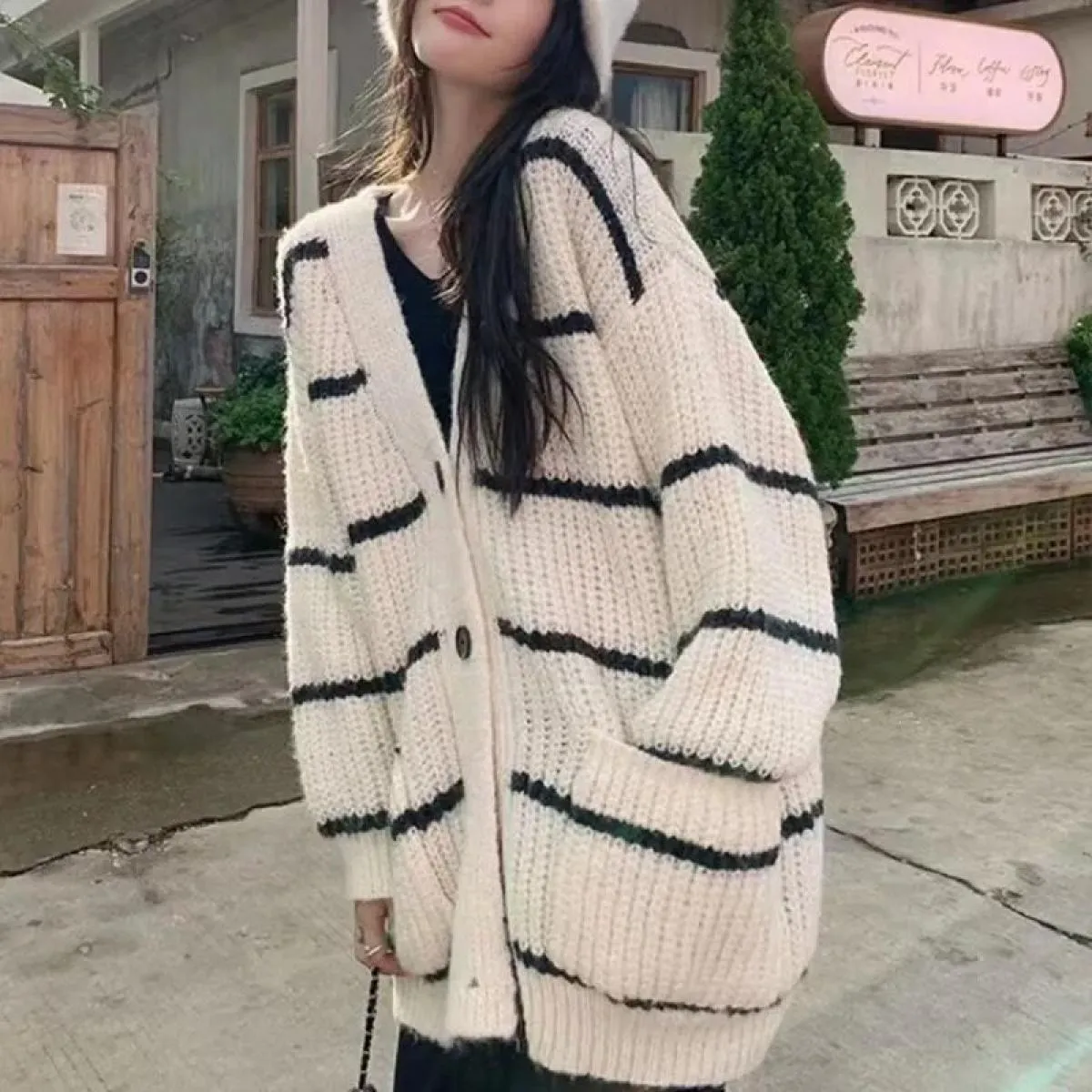 Maglioni per donna maglione a maniche lunghe donna autunno inverno 2023 nuovo cappotto cardigan lavorato a maglia sciolto con sc