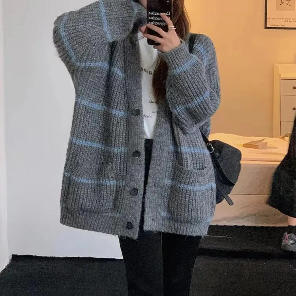 Maglioni per donna maglione a maniche lunghe donna autunno inverno 2023 nuovo cappotto cardigan lavorato a maglia sciolto con sc