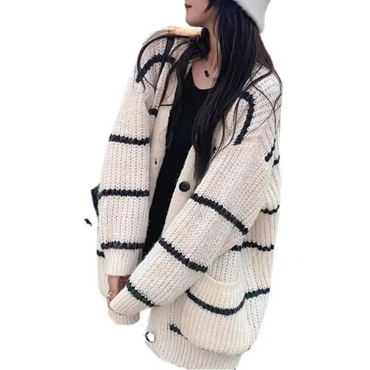 Maglioni per donna maglione a maniche lunghe donna autunno inverno 2023 nuovo cappotto cardigan lavorato a maglia sciolto con sc