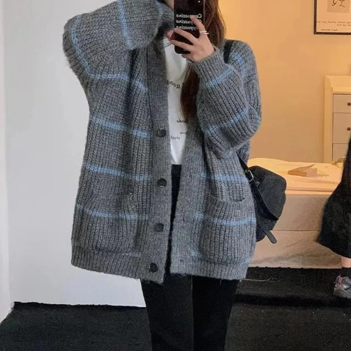 Maglioni per donna maglione a maniche lunghe donna autunno inverno 2023 nuovo cappotto cardigan lavorato a maglia sciolto con sc