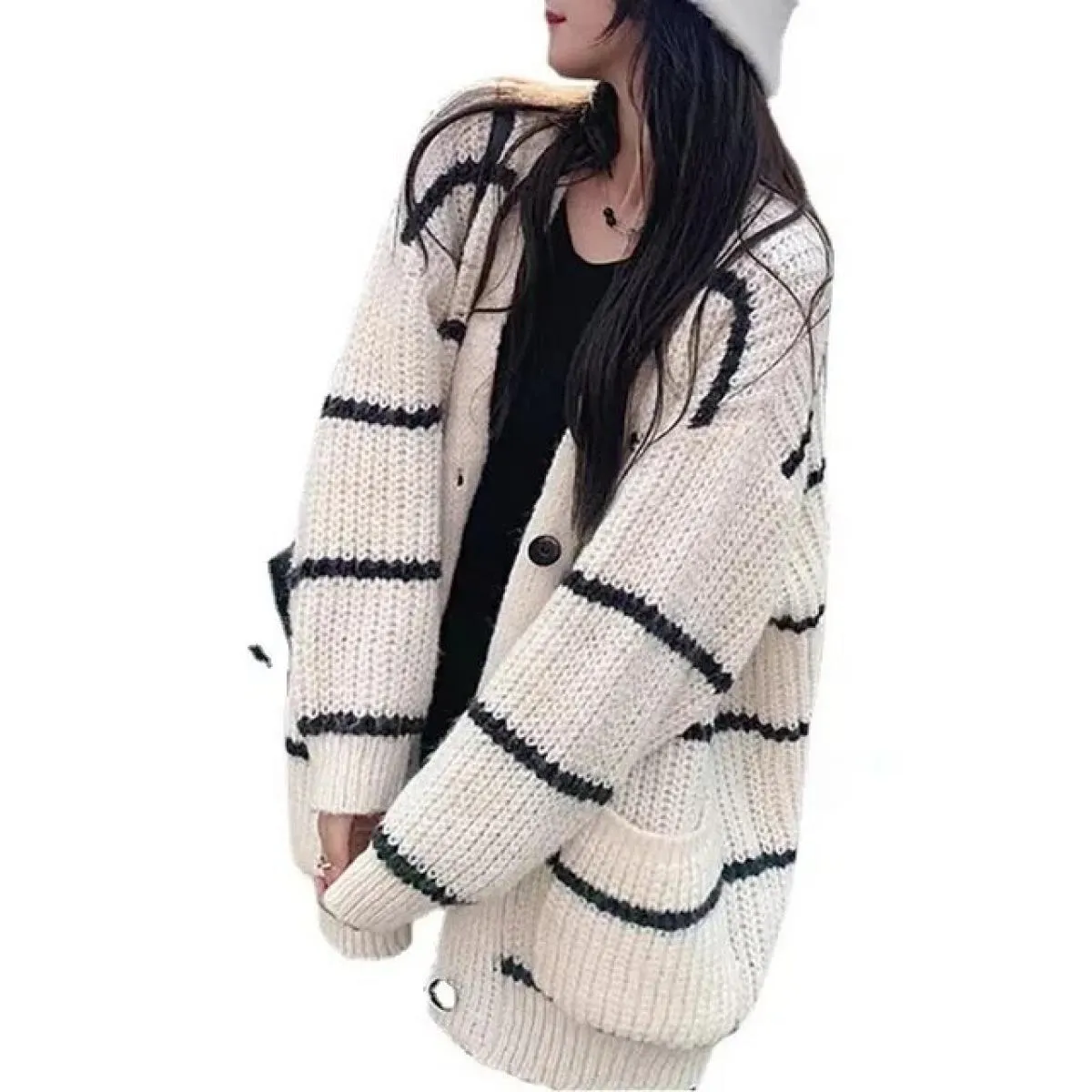 Maglioni per donna maglione a maniche lunghe donna autunno inverno 2023 nuovo cappotto cardigan lavorato a maglia sciolto con sc