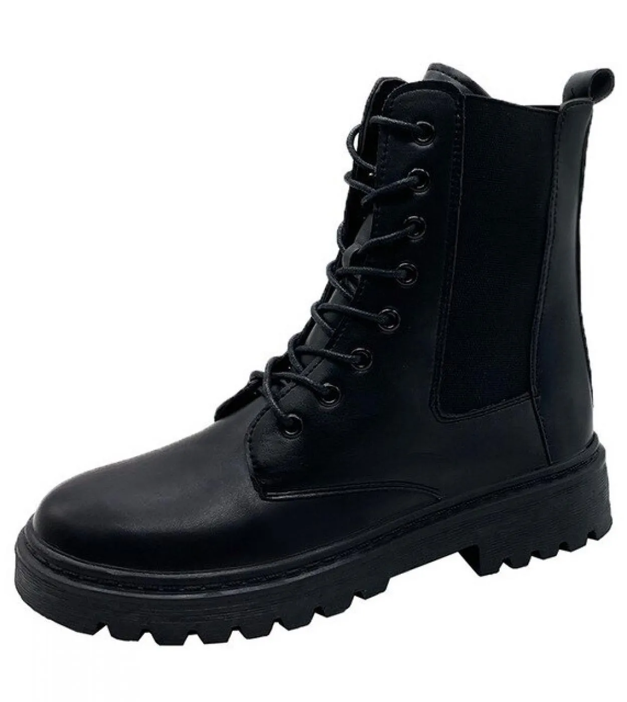 Martin Stivali Scarpe da donna Stivali Moda Stivaletti rotondi in PU Stivali neri elastici invernali Stivali comodi Botas De Muj