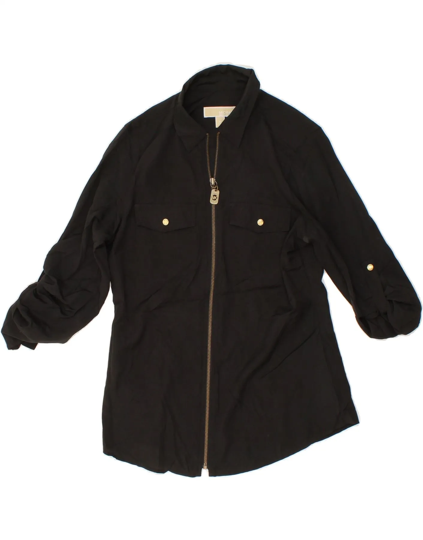 MICHAEL KORS Womens Shirt Blouse UK 12 Medium Black Polyester