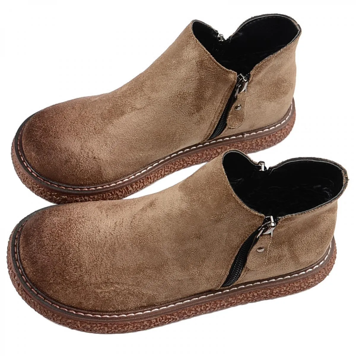 Mori Girl Stivaletti in pelle scamosciata retrò letterari Harajuku Scarpe da bambola con testa grande Fatti a mano Comfort Muffi