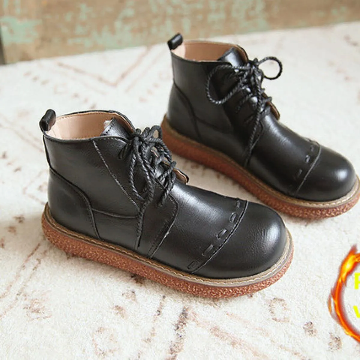 Mori Girl Stivali da donna Stivali corti con piattaforma retrò letteraria Stivali da donna casual fatti a mano Stivaletti caldi
