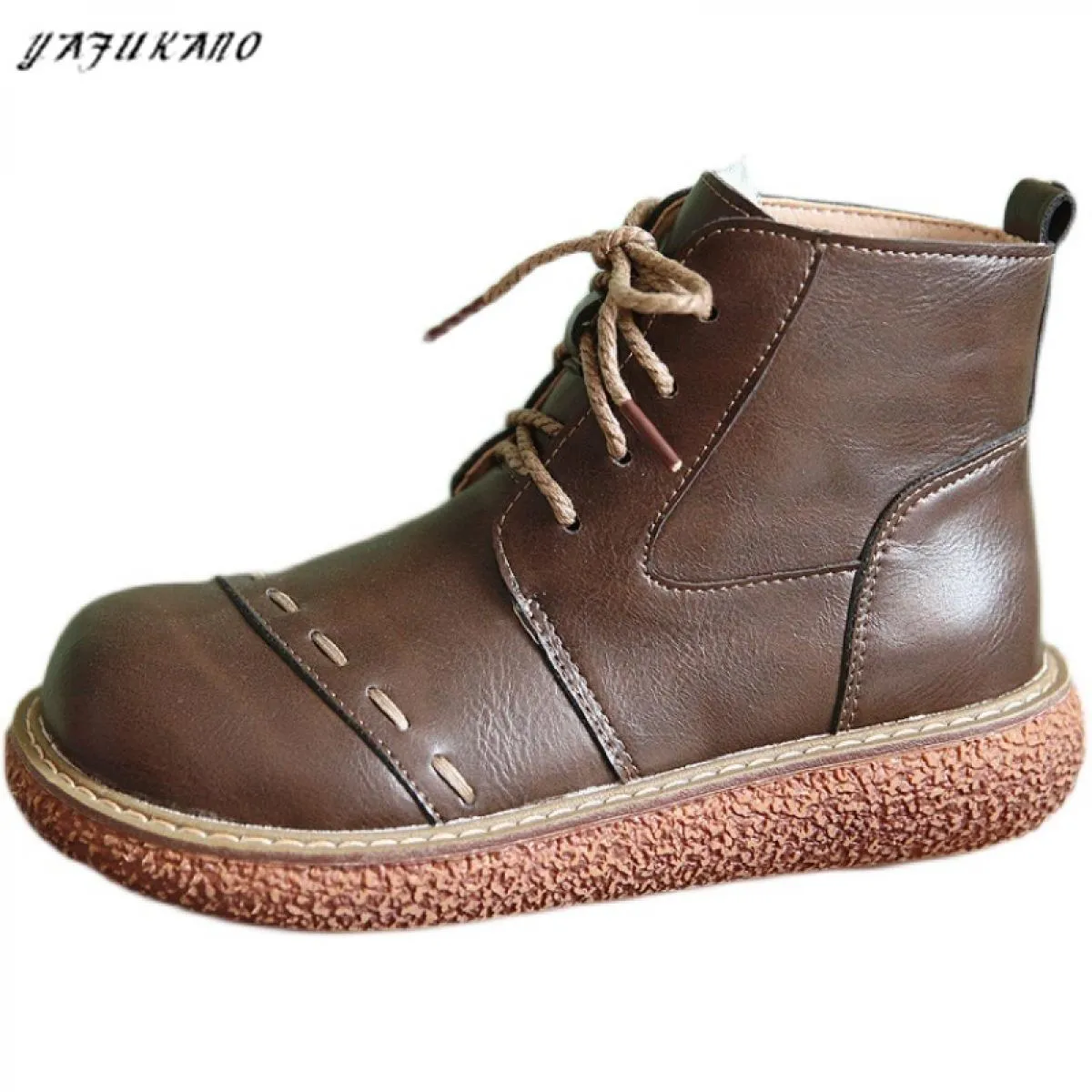 Mori Girl Stivali da donna Stivali corti con piattaforma retrò letteraria Stivali da donna casual fatti a mano Stivaletti caldi