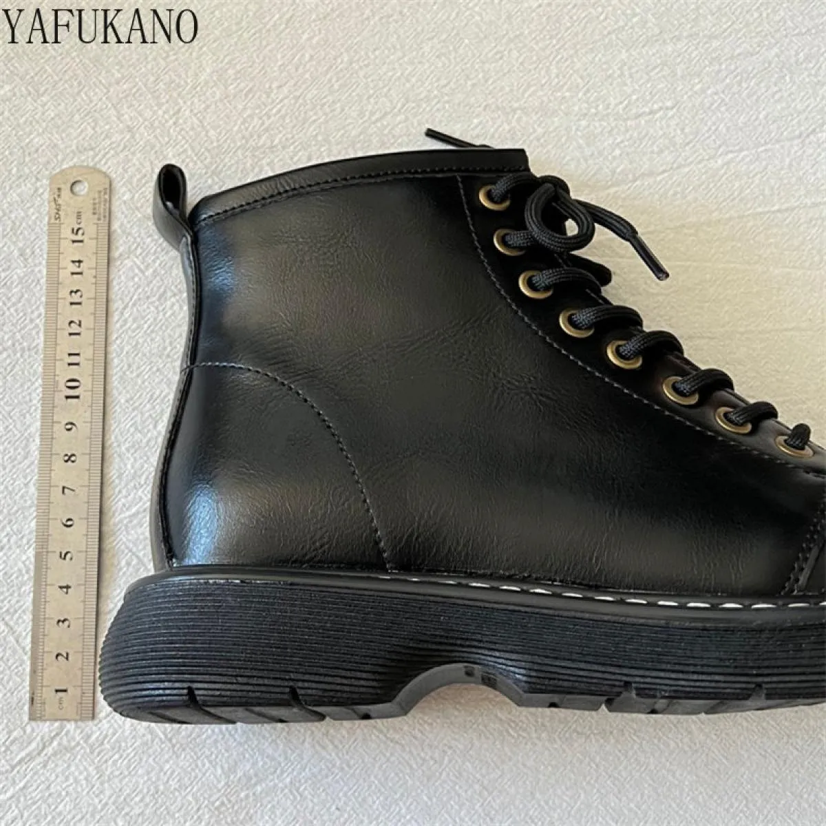 Mori Stivaletti casual retrò letterari fatti a mano con suola spessa Scarpe con testa grande Piattaforma Stivali da donna Pellic