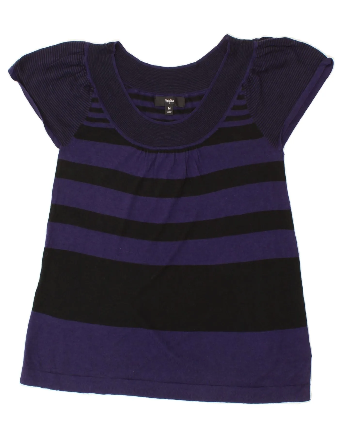 MOSSIMO Womens Blouse Top UK 12 Medium Purple Striped Cotton