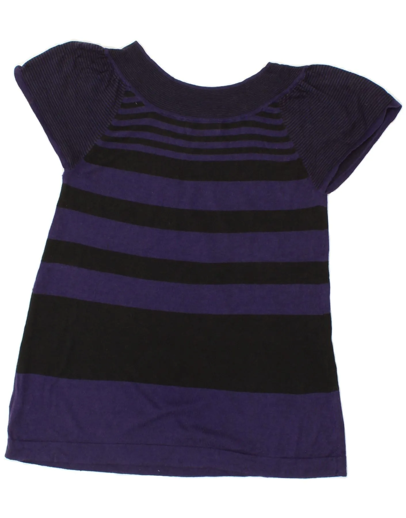 MOSSIMO Womens Blouse Top UK 12 Medium Purple Striped Cotton