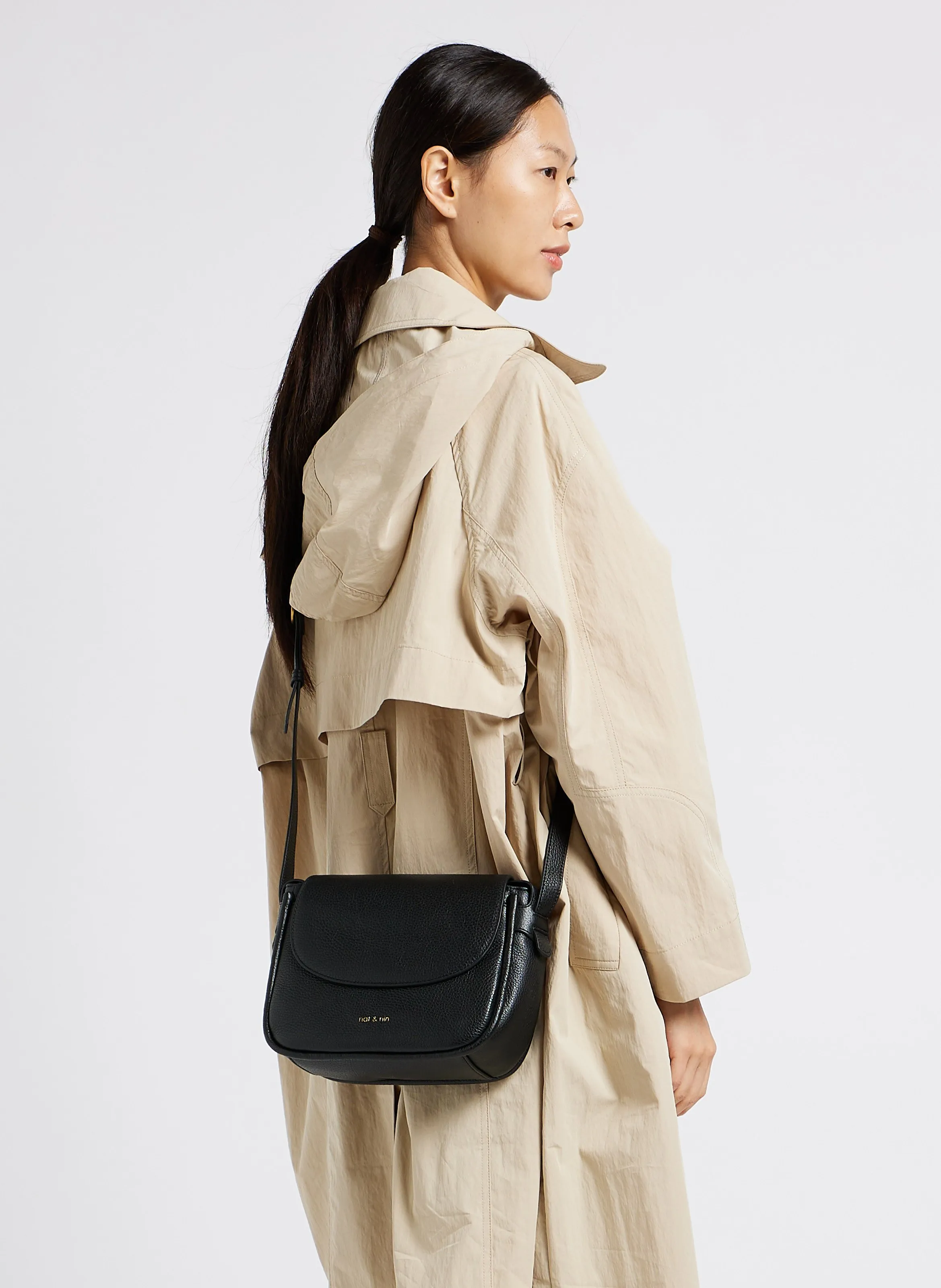  NAT & NIN   EMIKO - Borsa a bisaccia in pelle | Nero
