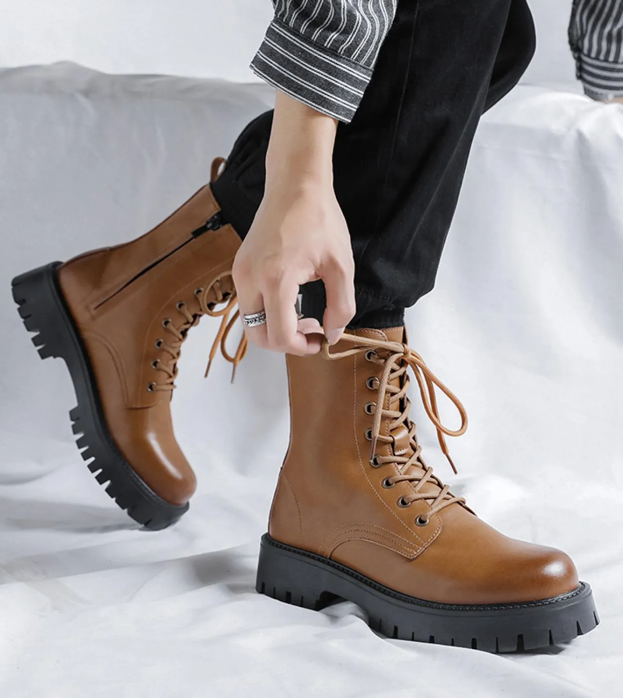 Nuovi stivaletti invernali da uomo in pelle da uomo di alta qualità, impermeabili da esterno, casual, con fondo spesso, stivali