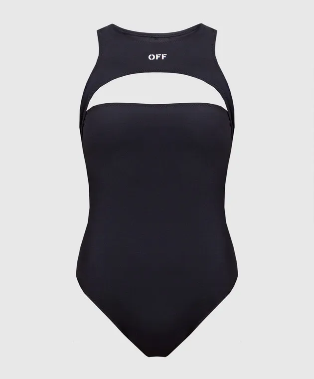 Off-White Costume intero nero con stampa logo a contrasto OWFC012F23JER001