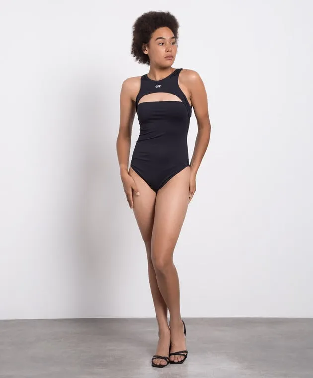 Off-White Costume intero nero con stampa logo a contrasto OWFC012F23JER001