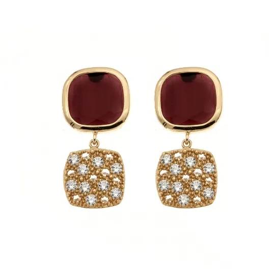 Orecchini in argento zirconi paste vitree brandy
