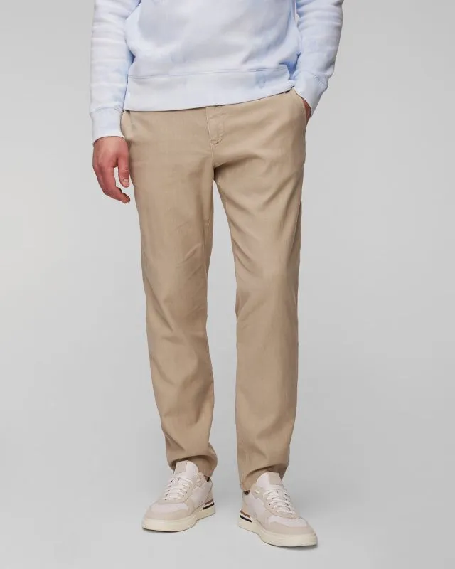 Pantaloni beige con lino da uomo Alberto Steve-Linen Herringbone