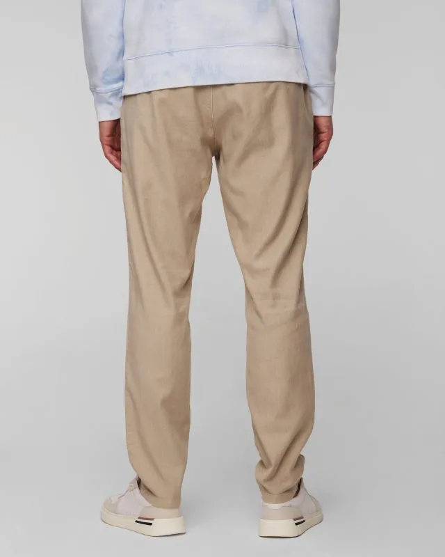 Pantaloni beige con lino da uomo Alberto Steve-Linen Herringbone