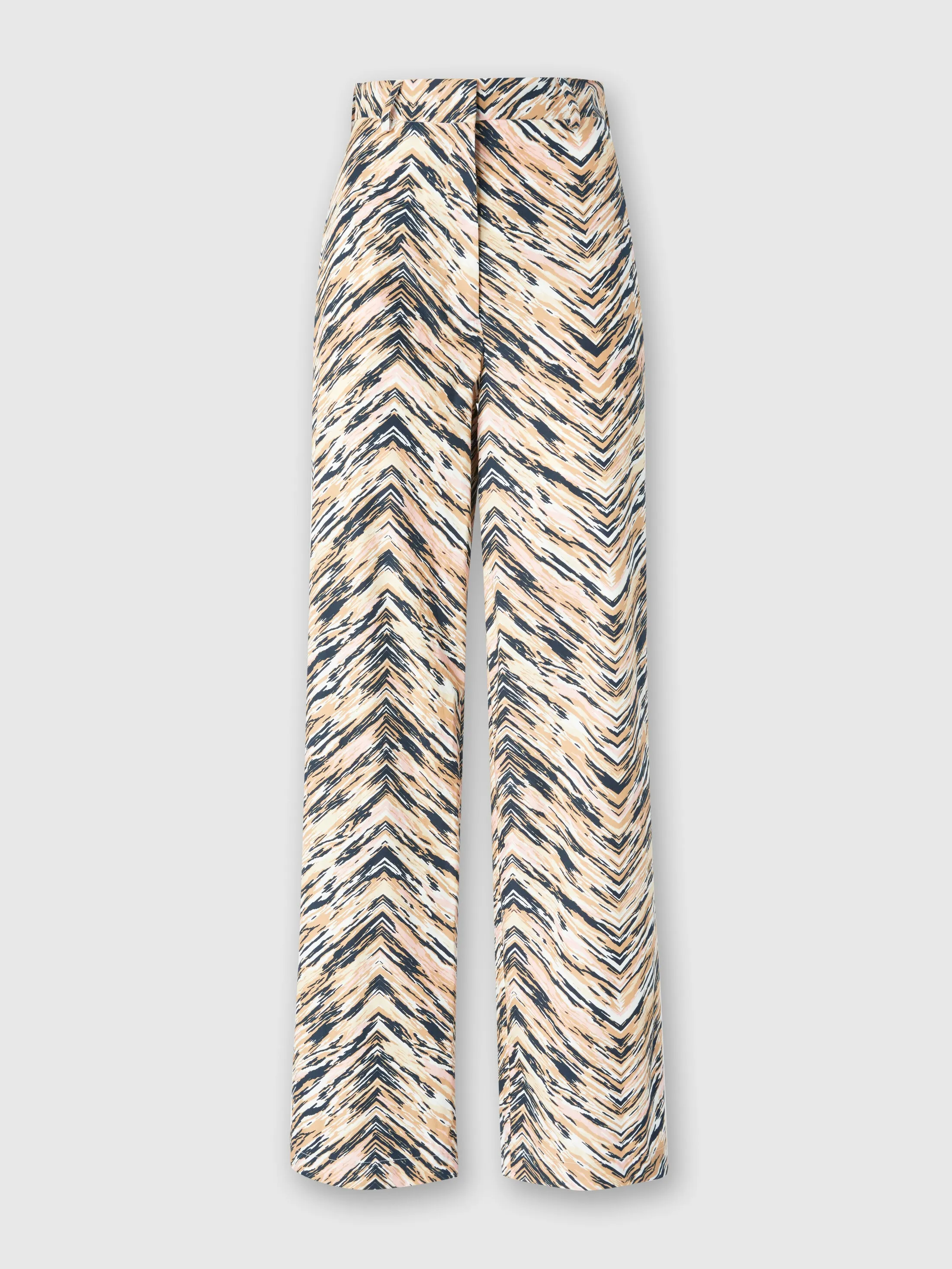 Pantaloni classici in cotone stampa zig zag animalier