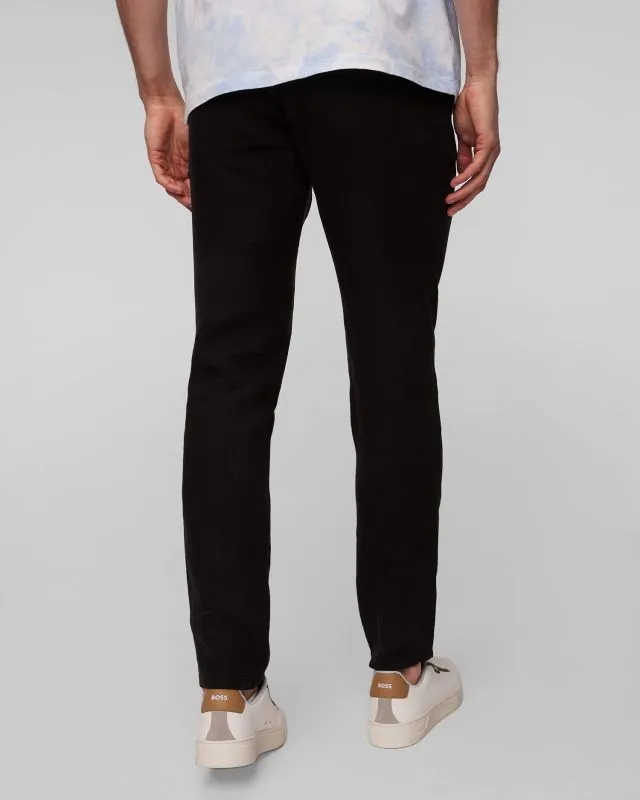 Pantaloni neri di lino da uomo Alberto House-Pure Linen