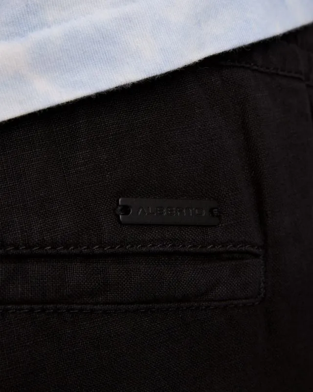 Pantaloni neri di lino da uomo Alberto House-Pure Linen