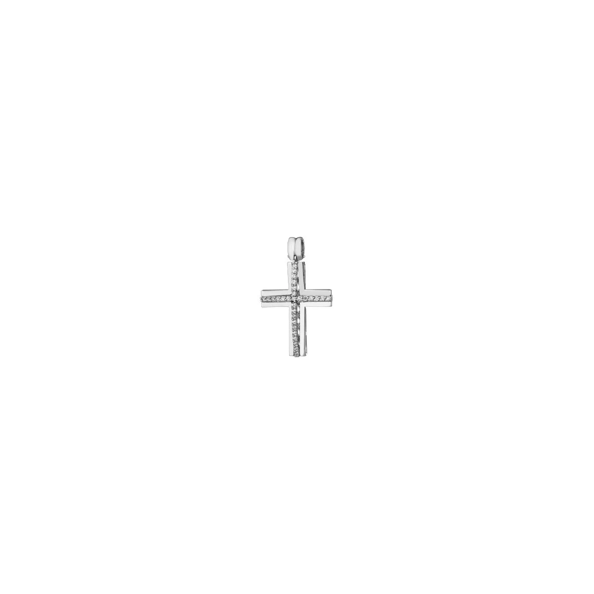 Pendente croce Okinawa in oro bianco 18k con diamanti naturali e vvs