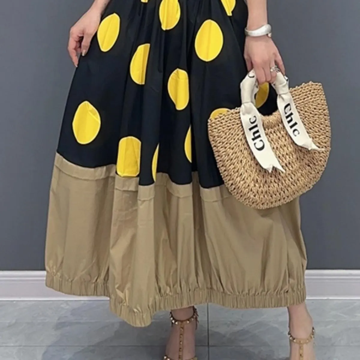 Qing Mo 2023 Estate Nuovo Stile Casual Punto Colorato Vestito Carino Un Pezzo Mezza Gonna Moda Donna Zxf3119