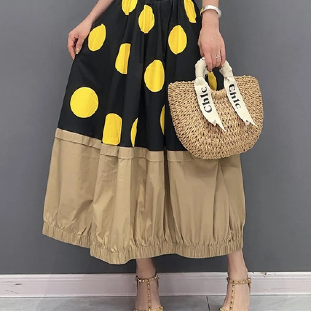 Qing Mo 2023 Estate Nuovo Stile Casual Punto Colorato Vestito Carino Un Pezzo Mezza Gonna Moda Donna Zxf3119