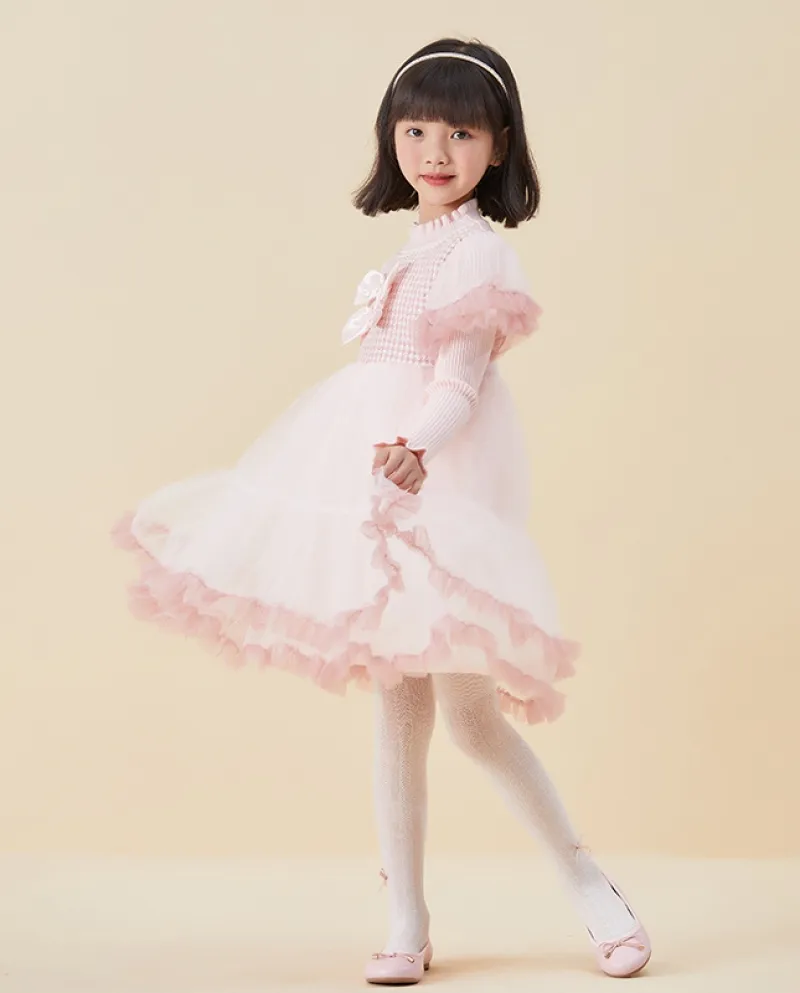 Ragazze autunno e inverno vestito nuovo soffice gonna a rete da ballo vestito da principessa Lolita