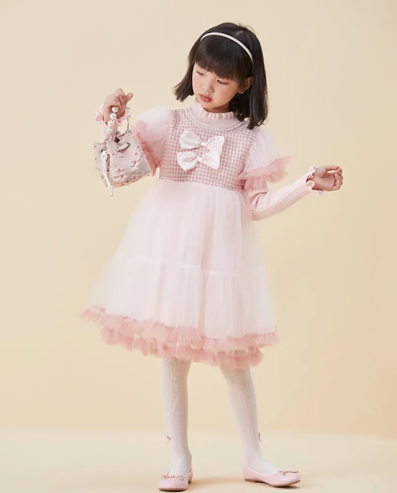 Ragazze autunno e inverno vestito nuovo soffice gonna a rete da ballo vestito da principessa Lolita