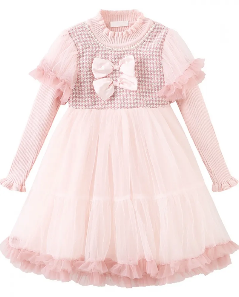 Ragazze autunno e inverno vestito nuovo soffice gonna a rete da ballo vestito da principessa Lolita