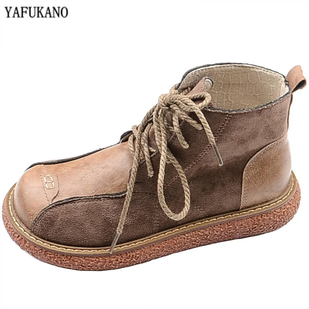 Retro Mori Girl suola spessa splicing stivali da donna punta tonda piatta testa grande scarpe da bambola stivaletti con plateau