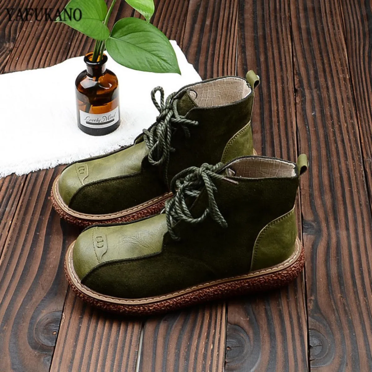 Retro Mori Girl suola spessa splicing stivali da donna punta tonda piatta testa grande scarpe da bambola stivaletti con plateau
