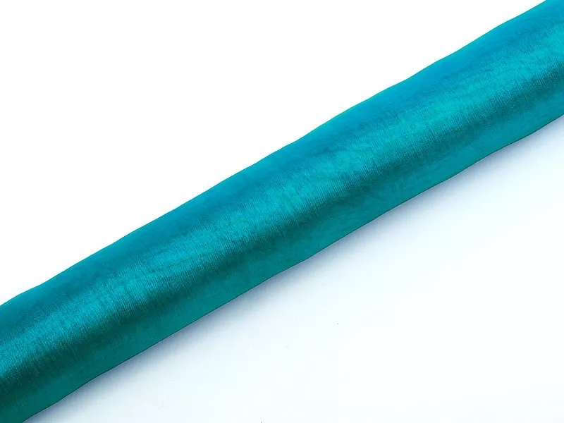 Runner tessuto in organza turchese 9 m x 36 cm