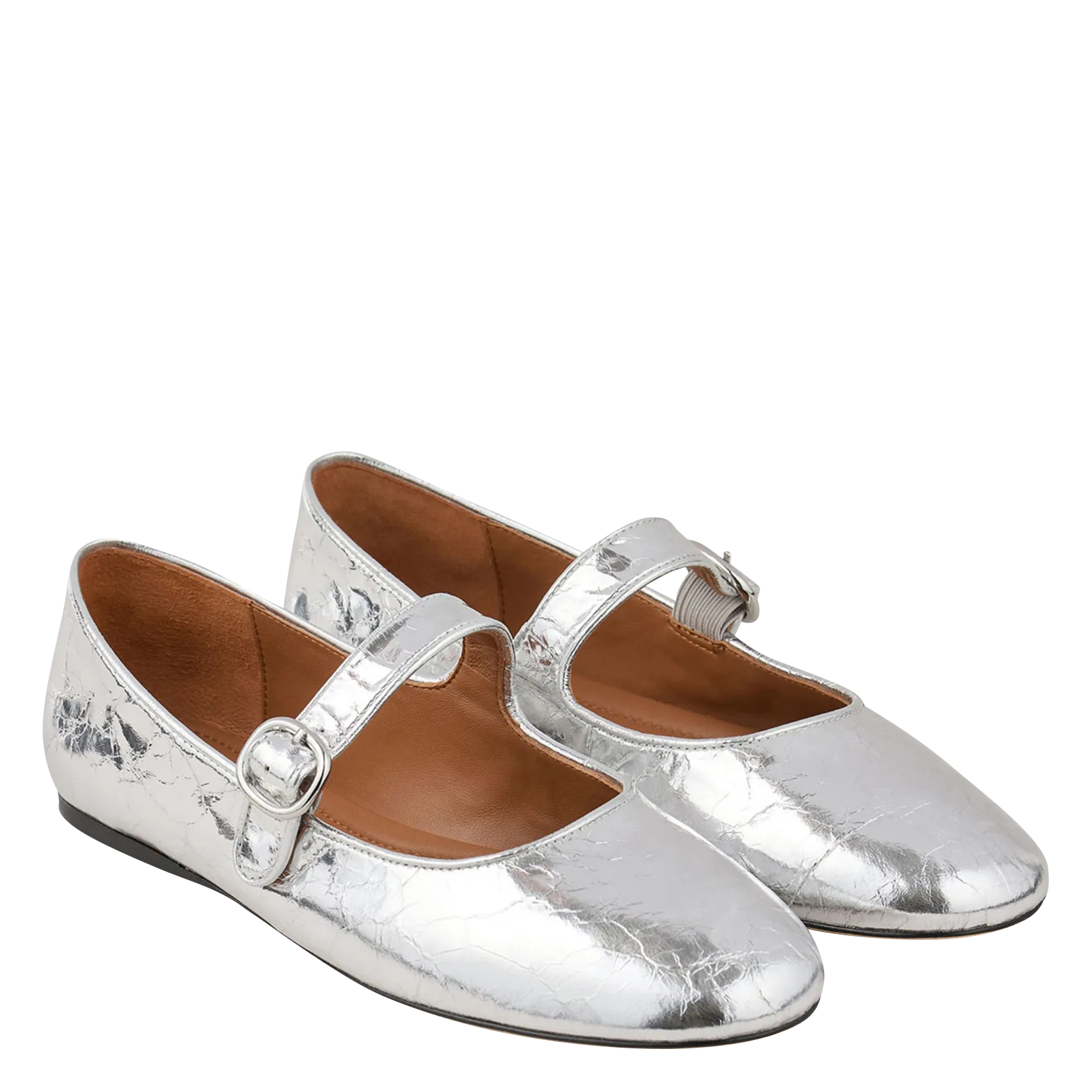  SANDRO   Ballerine brillante effetto stropicciato | Argento 