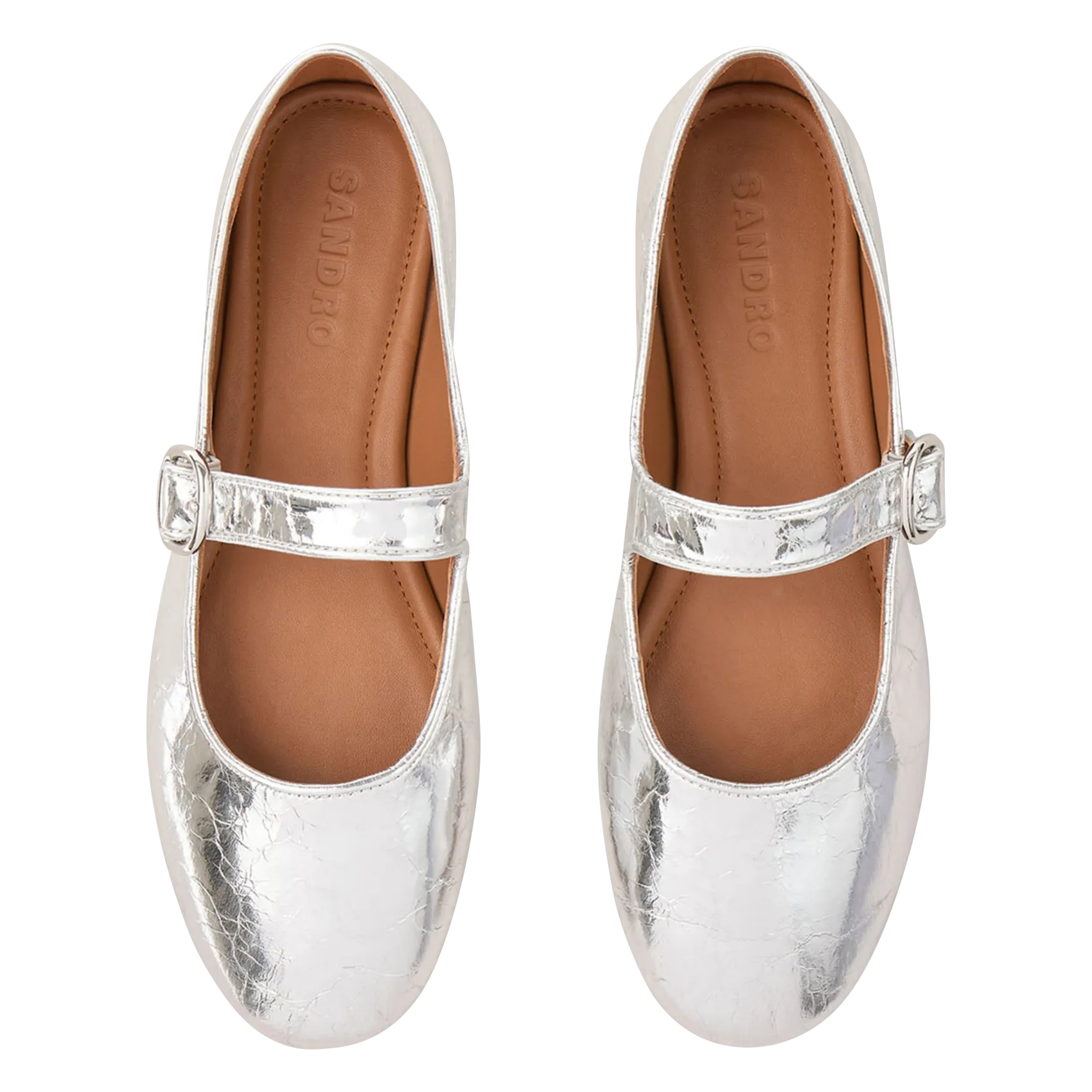  SANDRO   Ballerine brillante effetto stropicciato | Argento 
