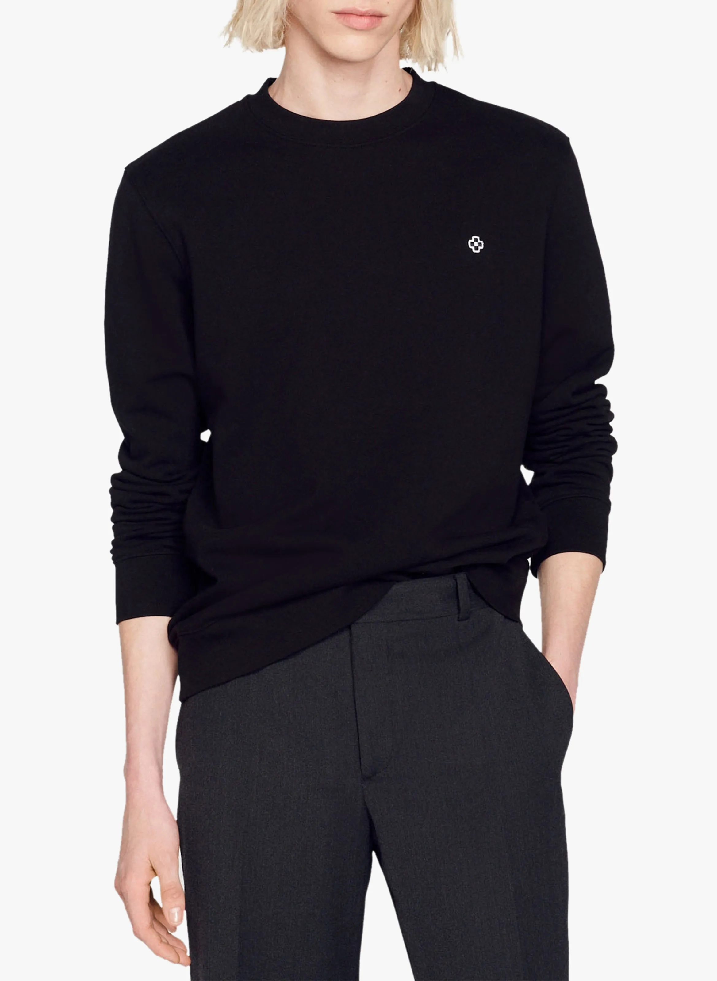  SANDRO   Felpa scollo tondo in cotone | Nero