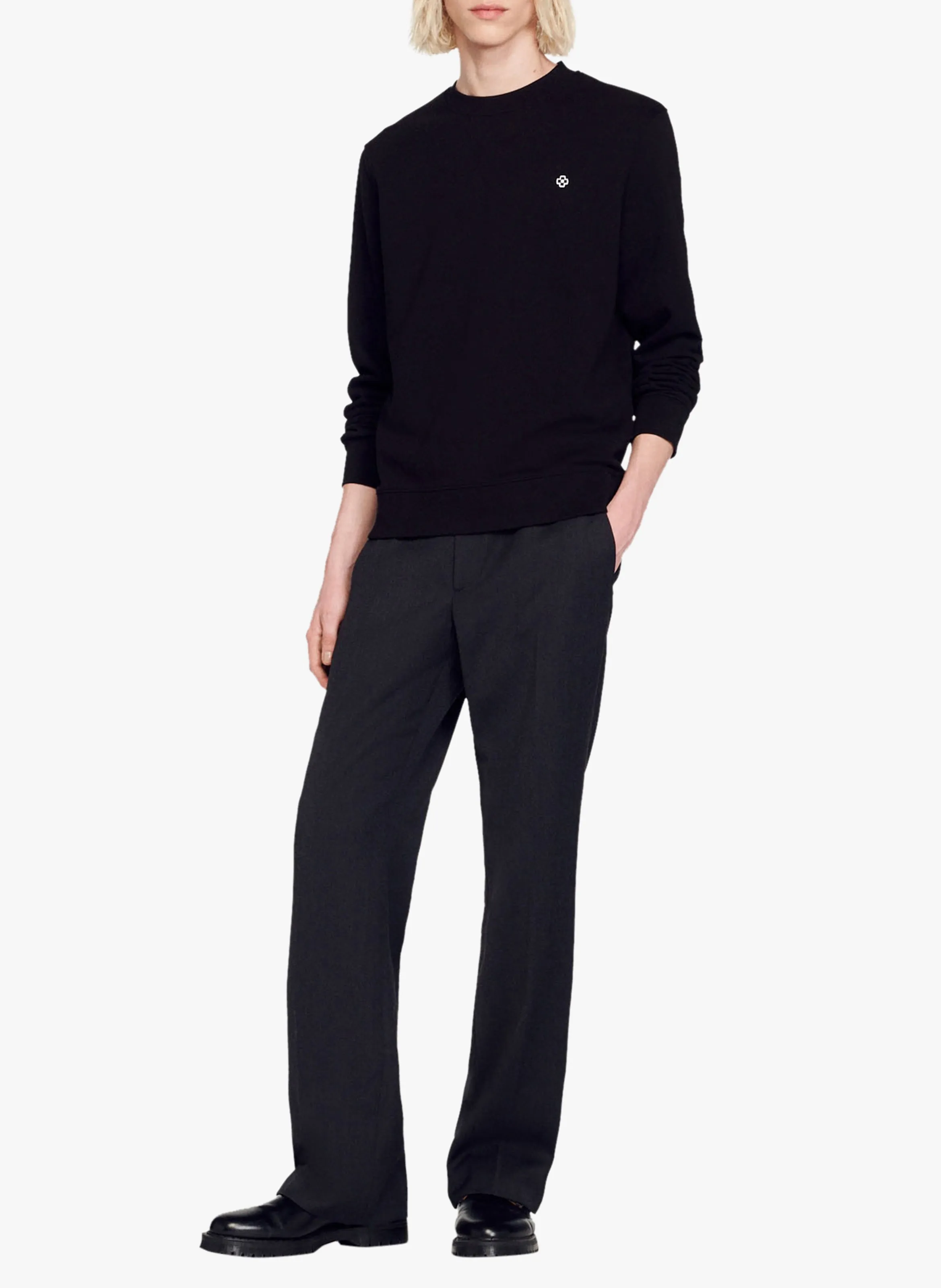  SANDRO   Felpa scollo tondo in cotone | Nero