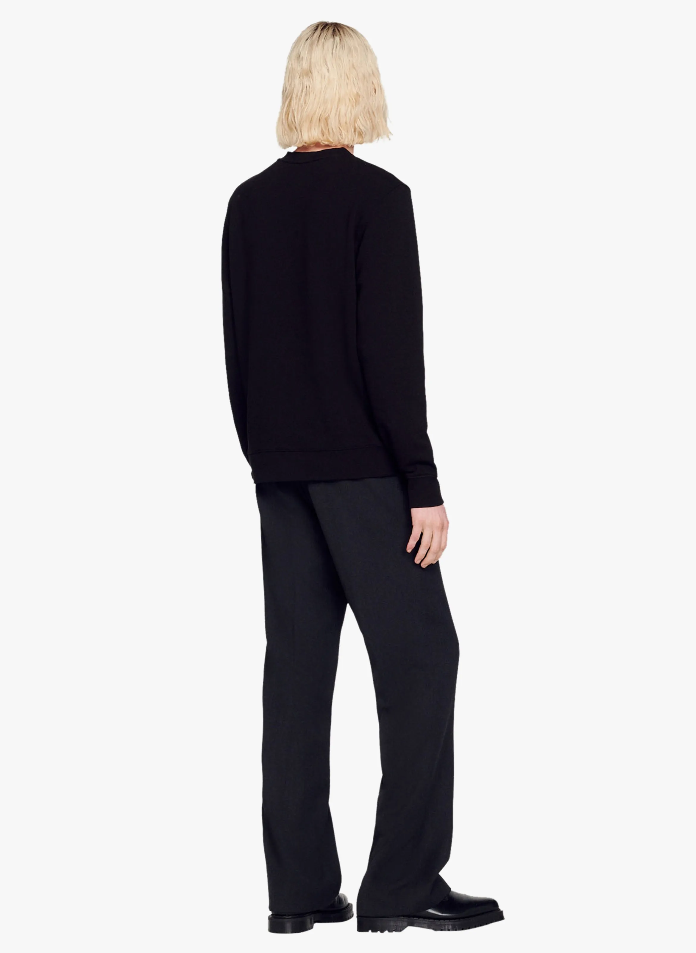  SANDRO   Felpa scollo tondo in cotone | Nero