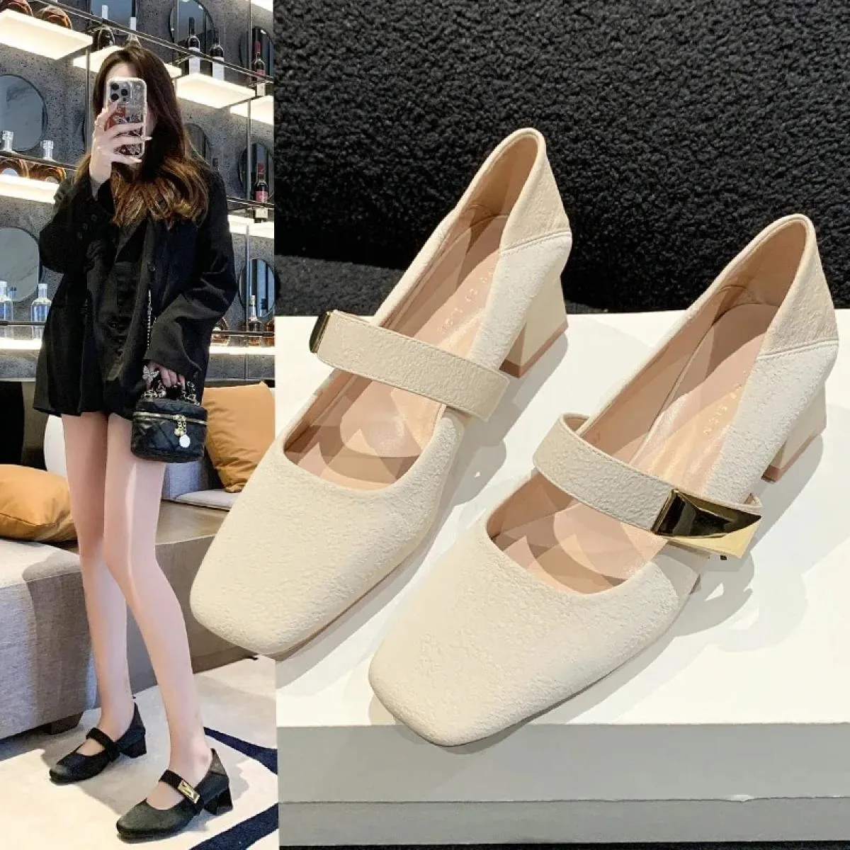 Scarpe da donna africane con tacco slip on bocca poco profonda stringate sandali grossi pompa 2024 piattaforma da basket con pun