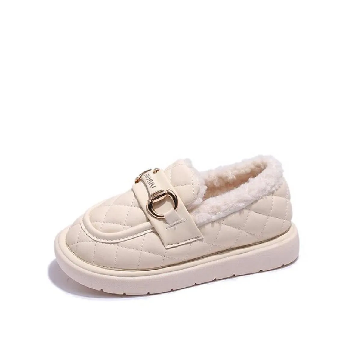 Scarpe da ragazza Casual Punta tonda Slip On Flessibile Plus Velluto Antiscivolo Resistente all'usura Moda Piatta Alla moda Comf