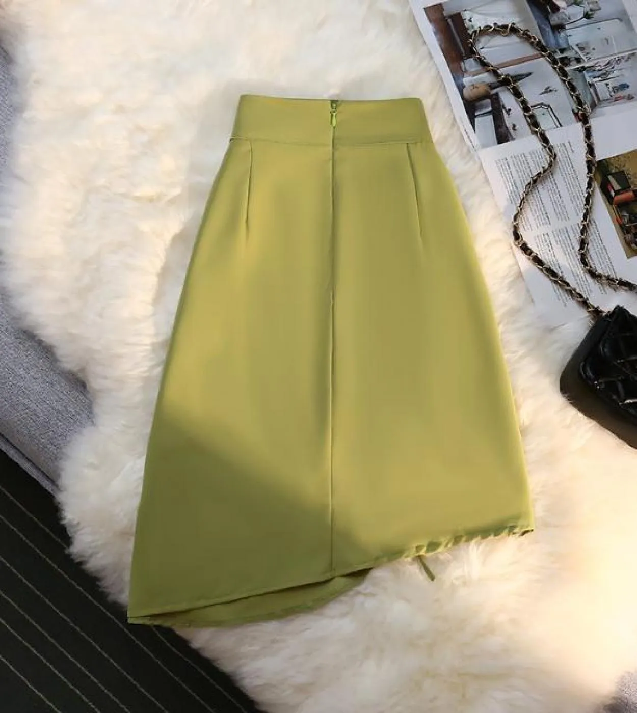 Shirring Gonne Delle Donne  Asimmetrico Casual Moda Abbigliamento 2022 Estate Harajuku Verde Cerniera Anca Gonna Gonne