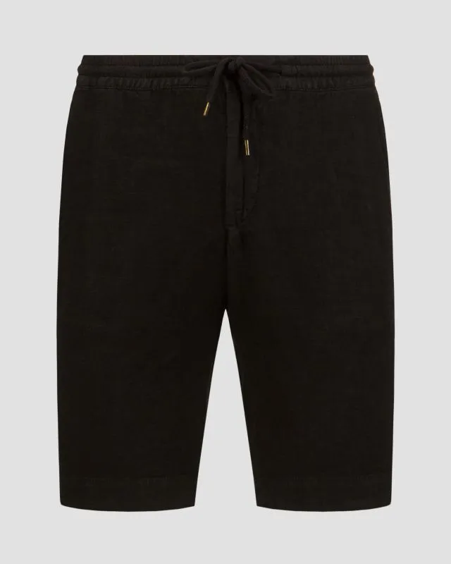Shorts neri di lino da uomo Alberto House