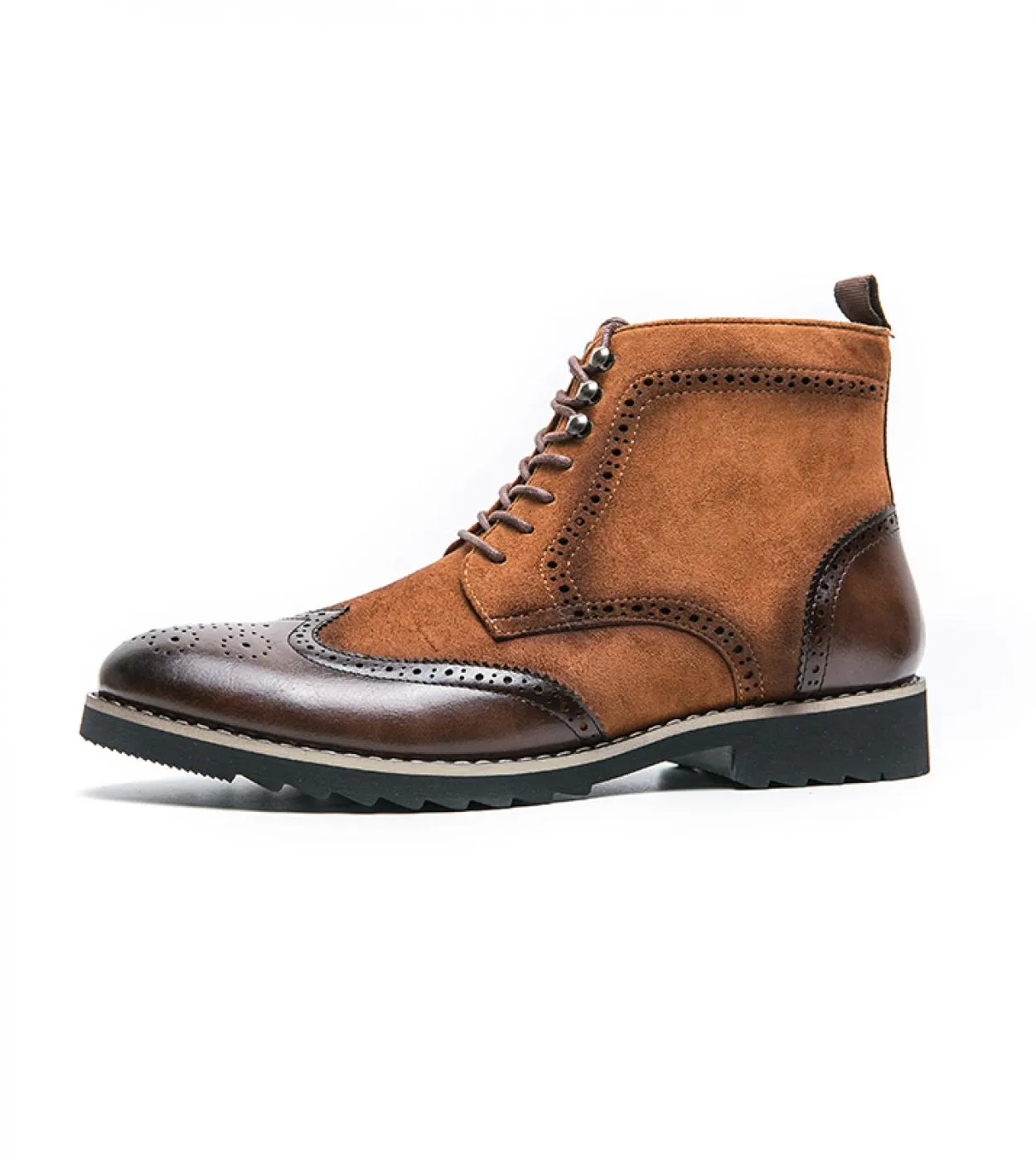 Stivaletti britannici Scarpe da uomo Moda Retro Pu Stitching Faux Suede Brock Carving Lace Up Classic Casual Street Daily Cp