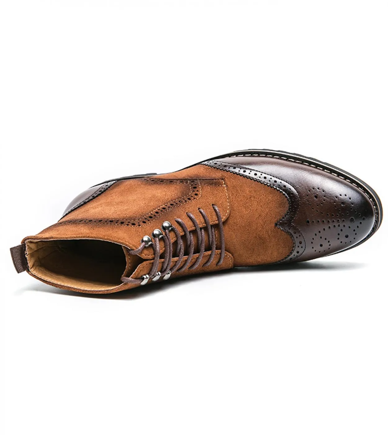 Stivaletti britannici Scarpe da uomo Moda Retro Pu Stitching Faux Suede Brock Carving Lace Up Classic Casual Street Daily Cp