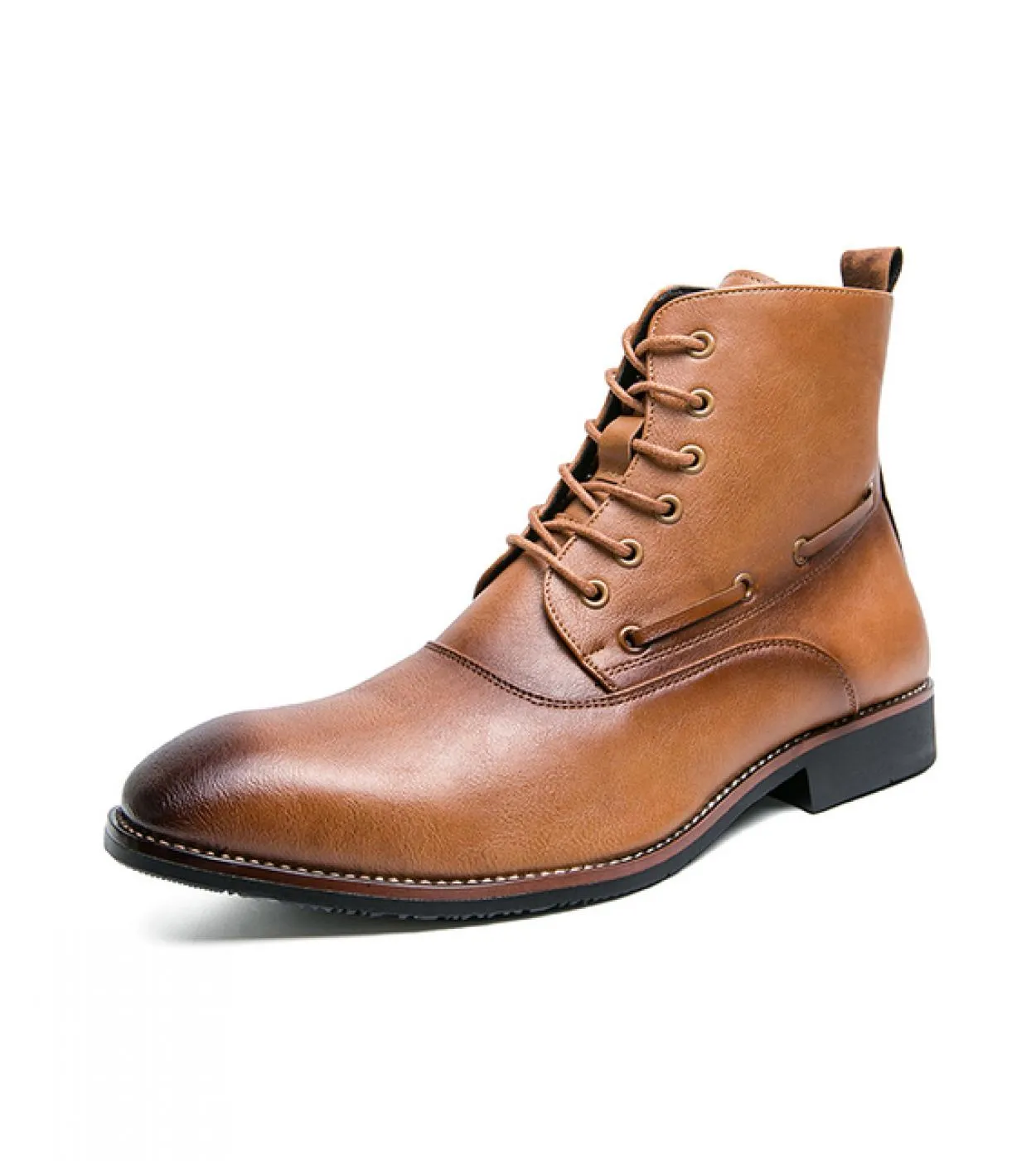 Stivaletti britannici Scarpe da uomo Moda Tinta unita Pu Testa quadrata Cuciture a due stadi Pizzo Classico Casual Street Party